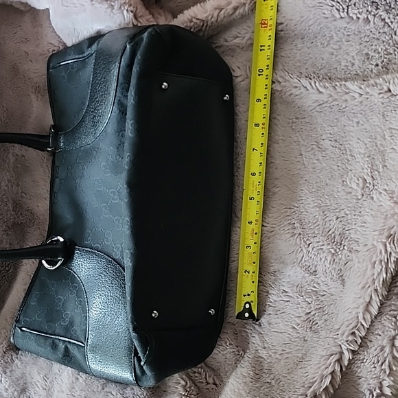 Authentic black Gucci canvas satchel with black leather handle - Picture 9 of 11